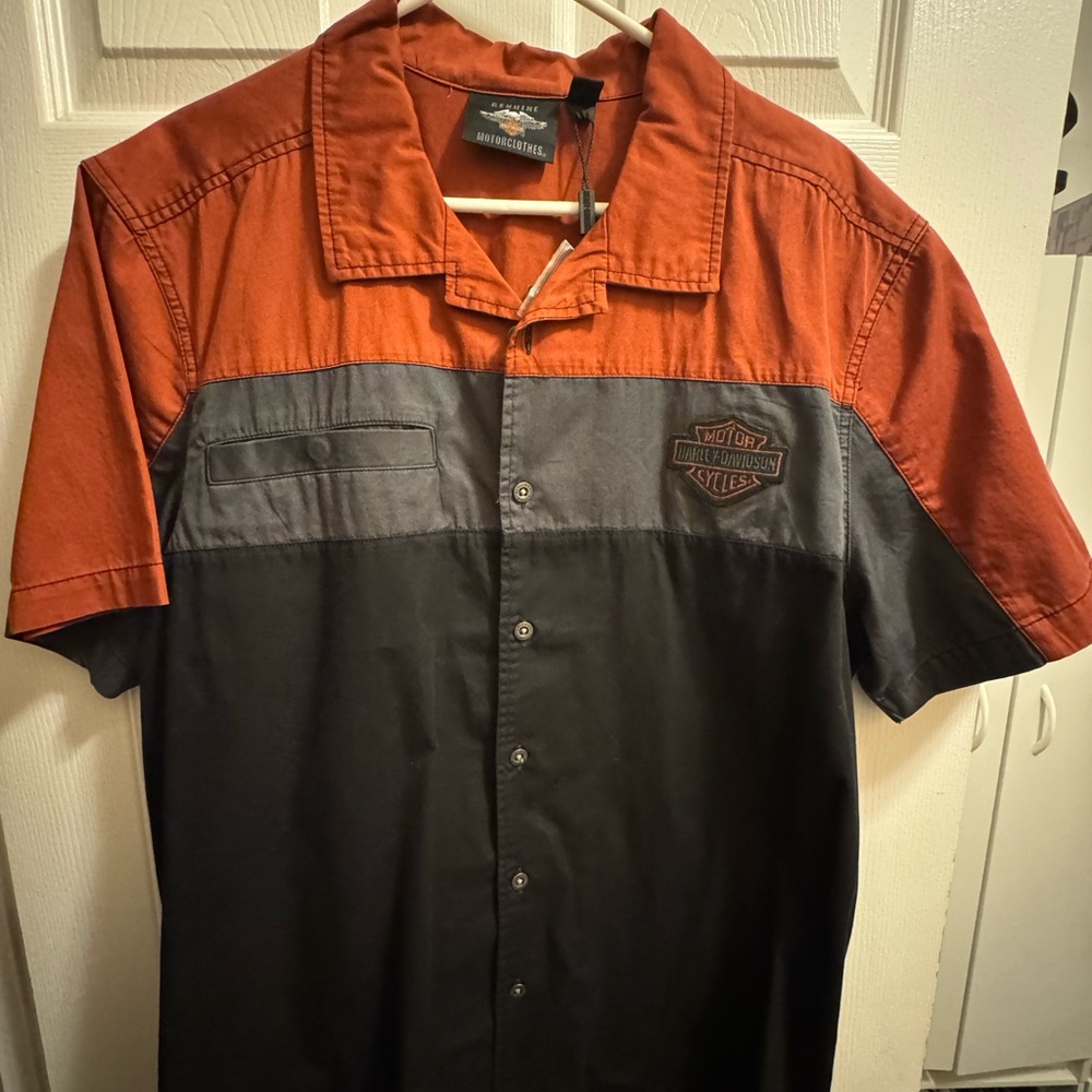 Harley-Davidson Men's Red and Gray Shirt Jacket - Picture 3 of 3